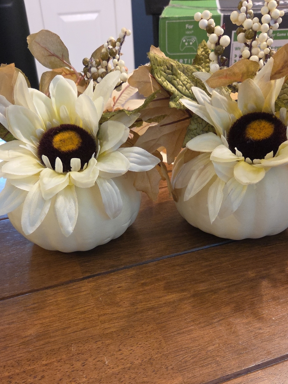 Faux Sunflower Pumpkin Arrangement - Set Of 2